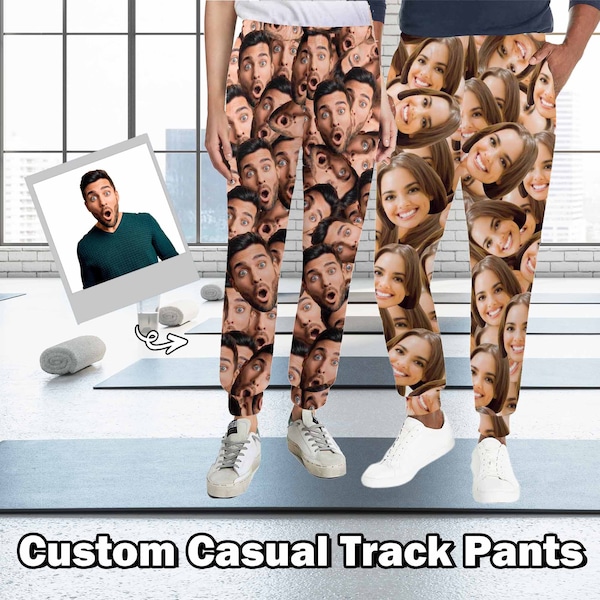 Custom Multi Face Joggers Customized Unisex Sweat Pants Personalized Casual Track Pants for Couple Gifts for Boyfriend Women's Running Pants