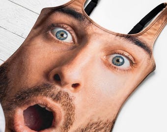Maiô personalizado com foto do rosto, maiô engraçado, peça única personalizada para despedida de solteira, presente de lua de mel para noiva e esposa.