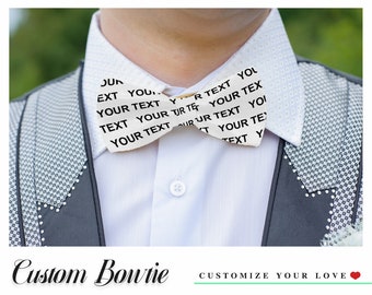 Personalized Text Bow Tie Custom Bow Tie with Your Name Custom Name Bow Tie Personalized Bow Tie with Name Bow Tie for Wedding Gift