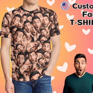 Custom Face T-Shirt Custom Men&#39;s Printing T-shirts Gift for Boyfriend Personalized Face T-Shirt/Customize Tshirt for Him Custom Face Tees