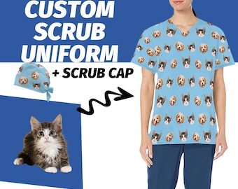 Personalisieren Sie Scrub Top für Erwachsene Benutzerdefinierte chirurgisches Peeling mit chirurgischem Peeling-Hut für lange Haare Krankenschwester Geschenk Krankenschwester Freunde