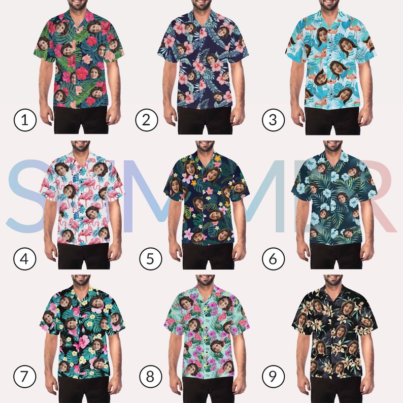 Custom Face Hawaiian Shirt Men's Hawaiian Shirt Button Up Shirt Man Customize Shirt for Him Gift for Him Christmas Gifts image 6