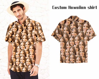 Custom Face Shirt,Men's Hawaiian Shirt,Gift for Boyfriend,Personalized Face T-Shirt/Customize Button Downs Shirt for Him,Custom Button Shirt