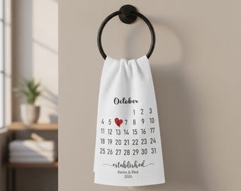 Custom Tea Towel Personalized Waffle Weave Towel Kitchen Decor Kitchen Gift for Her Wedding Gift