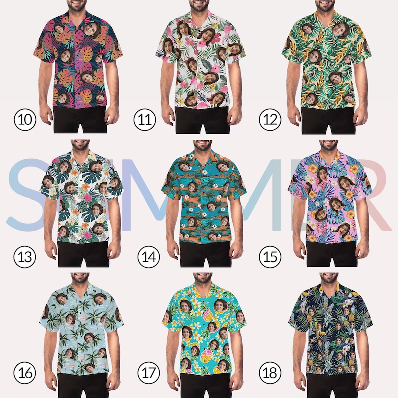 Custom Face Hawaiian Shirt Men's Hawaiian Shirt Button Up Shirt Man Customize Shirt for Him Gift for Him Christmas Gifts image 7