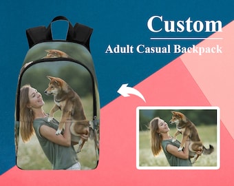 Customize Your Picture/Text On Backpack with Padding for Extra Support Personalized Backpack for Adults Personalized Bag Dog Person
