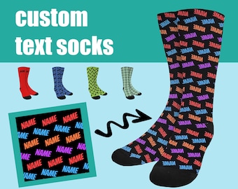 Personalized Text Socks Custom Name Socks Customize Socks Text On Socks For Men And Women  Grad Socks Birthday/Graduation/Christmas Gift