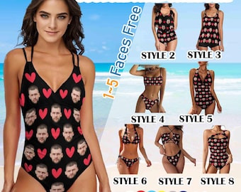 Custom Face Badeanzug: Personalisierter Foto Bikini, Sommerparty Geschenk