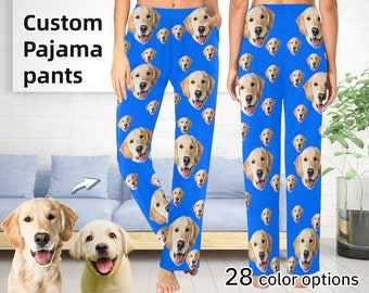 Custom Pet Women Long Sleeve Pajama Pants Personalized Dog-Face Pajama Custom Christmas Pajamas Gift for Anniversary/Birthday Dog Person