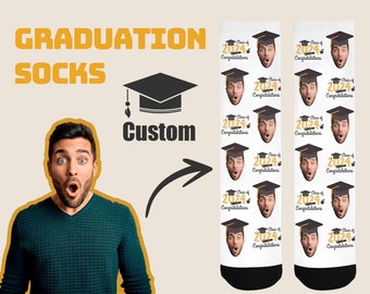 Personalized Graduation Socks Graduation Gift Custom Graduation Socks Customize Face Socks Graduation Gift for Him Grad Socks Class of 2024