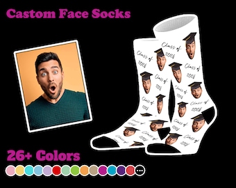 Custom Graduation Socks Class of 2024 Graduation Gift Personalized Graduation Socks Custom Face Socks Graduation Gift for Him Grad Socks