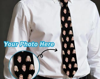 Custom Photo Tie Personalized Memorial Tie Wedding Gift for Him Father's Day Gift