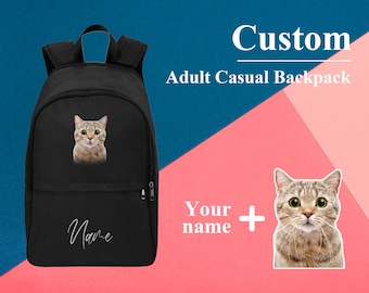 Personalized Backpack for Adults, Customize Your Picture/Text/Name On Your Backpack with Padding for Extra Support, Gift for Cat Person