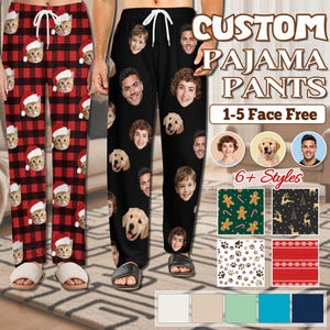 Benutzerdefinierte Gesicht Pyjama Hose Personalisierte Foto Schlaf Hose Unisex Benutzerdefinierte Foto Pyjamas Home Wear Set Geschenke für Frau Ehemann