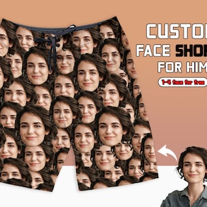 Custom Multi-face Swim Trunk,Personalized Photo Swim Shorts,Designer Swimsuit Face Swim Trunk,Custom Swim Trunk/Swimwear