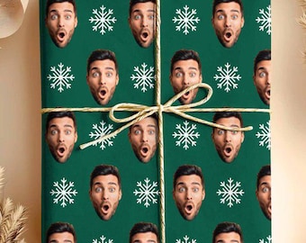 Custom Face Christmas Wrapping Paper, Personalized Photo Gift Wrap, Christmas Gift Wrapping, Custom Holiday Wrapping Paper
