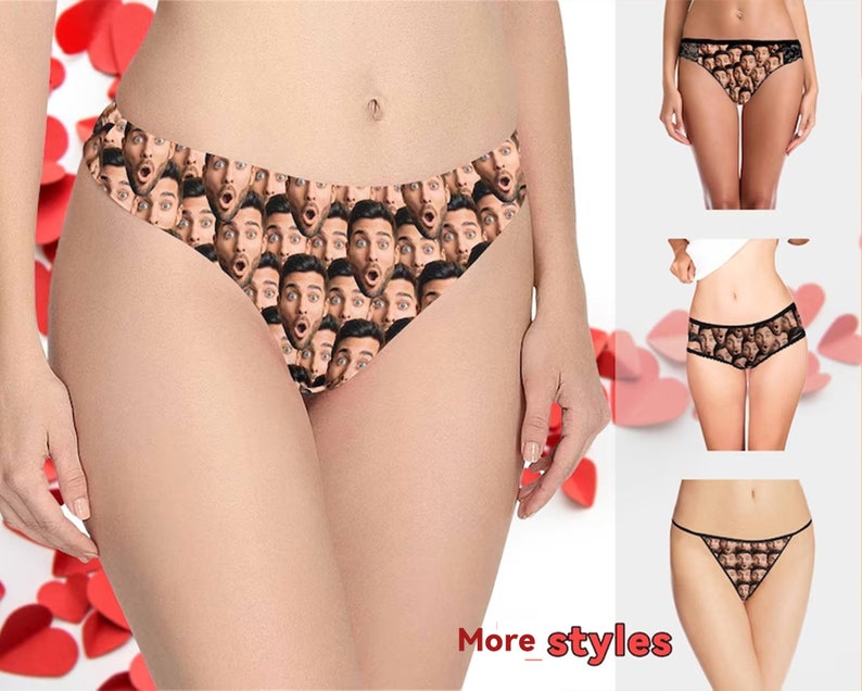 Custom Underwear Women Underwear with Face Custom Underwear Personalized Underwear for Women Bachelorette Underwear Custom Thong image 1