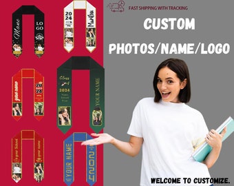 Custom Graduation Shawl Personalized Name Graduation Stole Photo Sashes Graduation Belt Customized shawl Gift for her him College Stole 2024