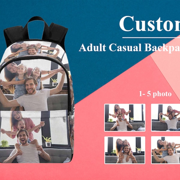 Personalized Backpack for Adults, Customized Your Pictures On Your Backpack with Padding for Extra Support, Personalized Bag Travel Bags