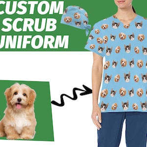 Personaliseren scrub top voor volwassenen aangepaste chirurgische scrub met gezicht chirurgische scrub hoed voor lang haar scrub cadeau verpleegkundige vrouwelijke verpleegkundige vrienden