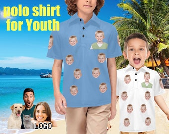 Custom Polo Hawaiian Shirt with Face Personalized Short Sleeve Golf Shirt Photo Polo Shirt Gifts for  Vacation Party birthday Gift For Youth