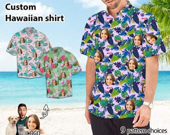 Customized Hawaiian Shirt for Men Custom Face Shirt Personalized Photo Tops Beach Vocation Hawaii Shirt with Faces Bachelorette Party Gifts