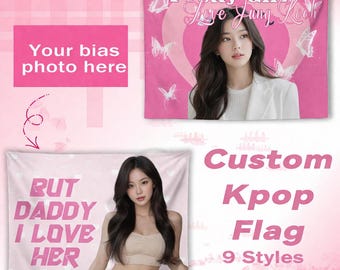 Custom Kpop Tapestry Personalized Kpop Hot Girls Concert Banner Personalized Bias Wall Hanging Kpop Custom Flag Wall Deco Fans Gift Ideas