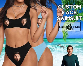 Custom Face Photo Bikinir,Personalized Picture Swimsuit,Funny Image Face Sexy Swimwear,Gift for Her/Wife/Girlfriend,Bathing Suit with Face