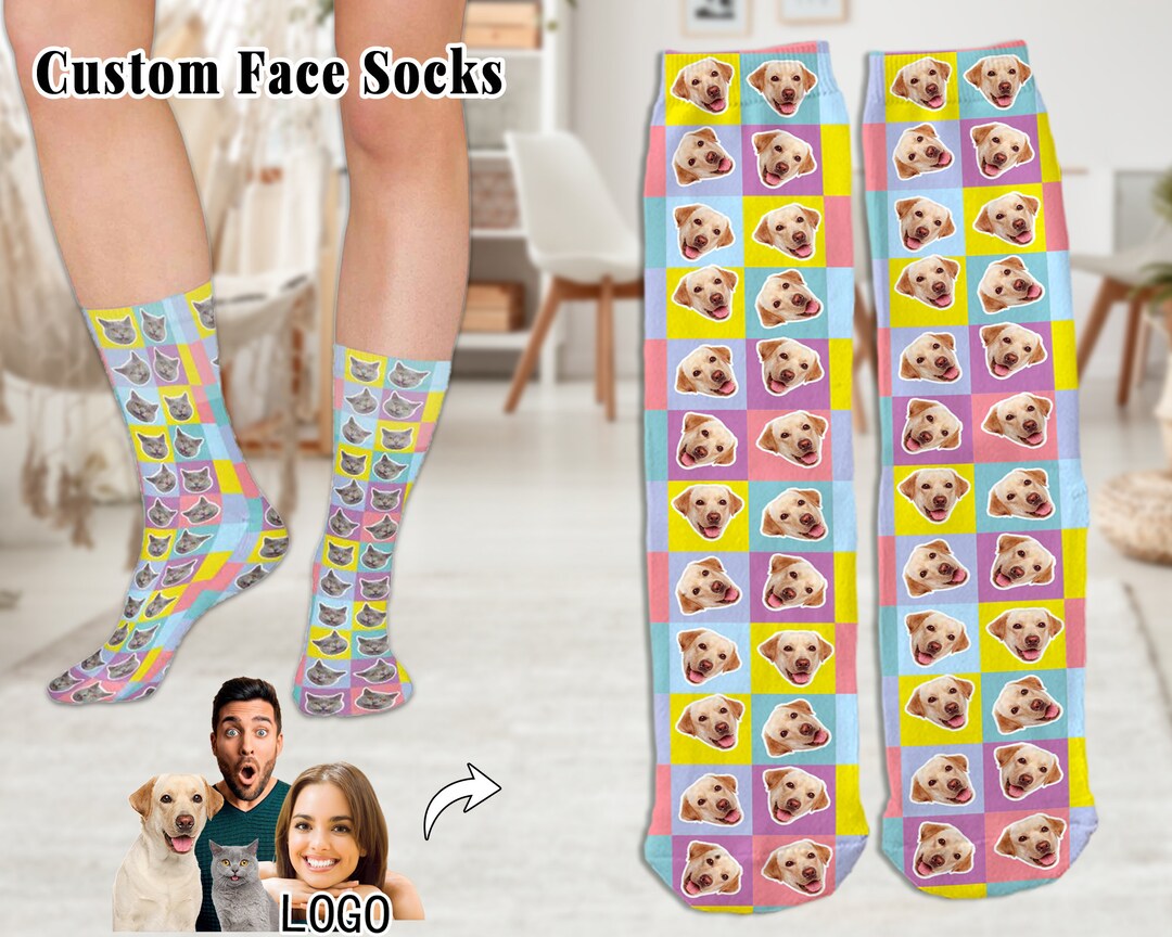 Custom Socks With Cat/dog Face Funny Pet Photo Socks Picture Etsy