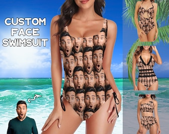Custom Face Swimsuit Personalized Multi Faces Bikinir Bachelorette Party Bathing Suit with Face Perfect Gift for Her Wife Girlfriend