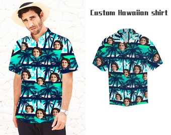 Seamless Photo Pets All Over Print Hawaiian Shirt Custom Hawaiian Shirt with Face for Men Christmas Gift for Boyfriend / Husband / Him