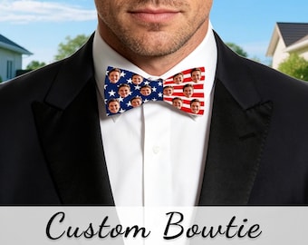 Benutzerdefinierte USA Flagge Fliege, personalisierte Gesichts Fliege, 4. Juli Geschenk, Vaterländische Geschenke für Männer