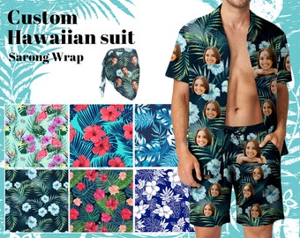 Custom Face Hawaiian Shirt Men's Hawaiian Shirt Button Up Shirt Man Customize Shirt for Him Gift for Him Christmas Gifts Summer Family Party