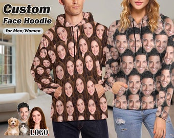 Customized Multi-Faces Hoodie Personalized Funny Photo Women Sweatshirt Custom Photo Design Sport Hoodies for Men Anniversary Gifts for Him