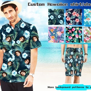 Custom Face Hawaiian Shirt Men's Hawaiian Shirt Button Up Shirt Man Customize Shirt for Him Gift for Him Christmas Gifts image 1