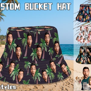 Custom Hawaii Reversible Bucket Hat Personalize Cotton Wide Brim Outdoor Summer Cap Custom Unisex Bucket Hiking Beach Sports MultiFace Hats