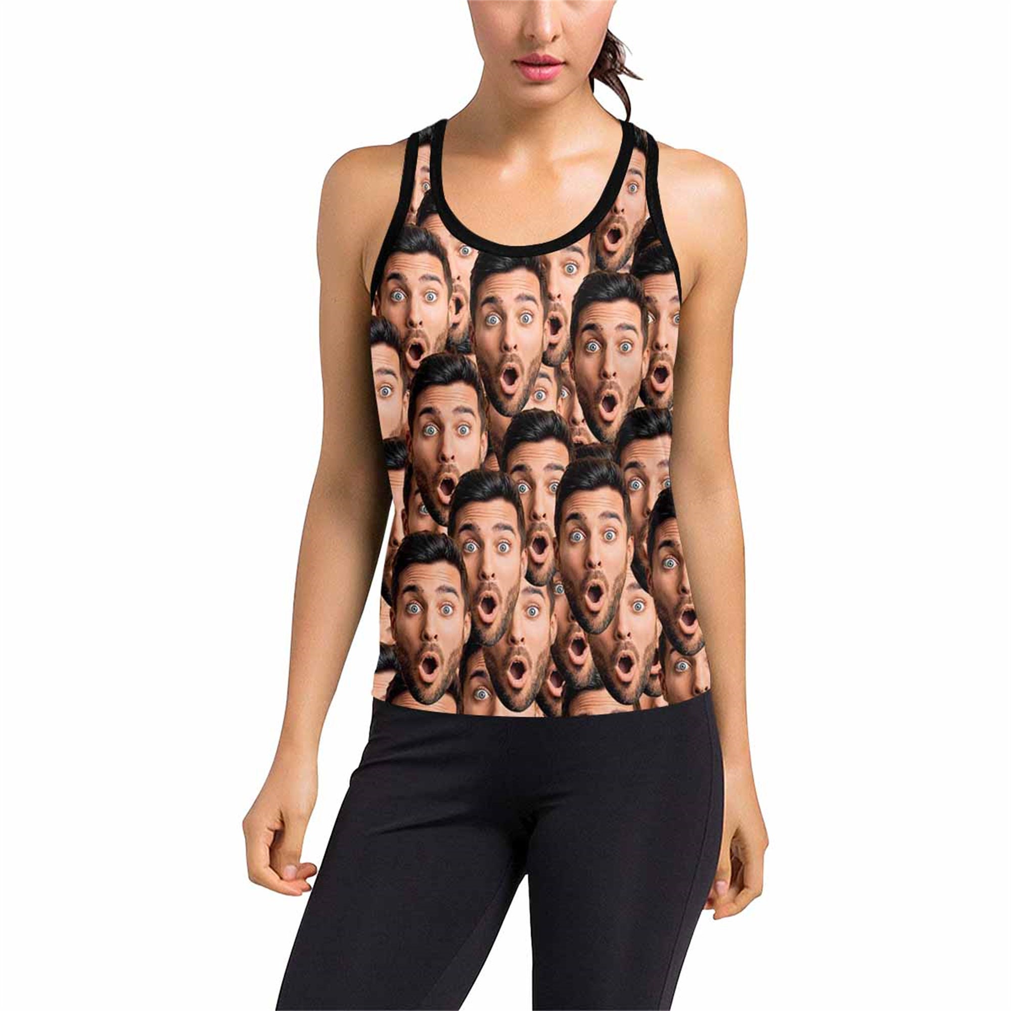 Customised Top Fun Custom Face Tank Top Custom Photo Sleeveless T-shirt Personalized ...