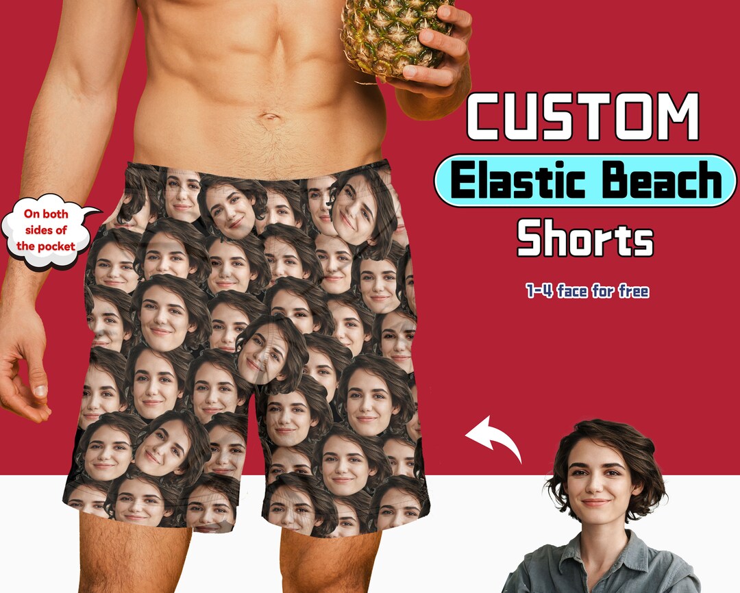 Personalized Photo Swim Shorts,custom Multiface Swim Trunk,designer Swimsuit Face Swim Trunk