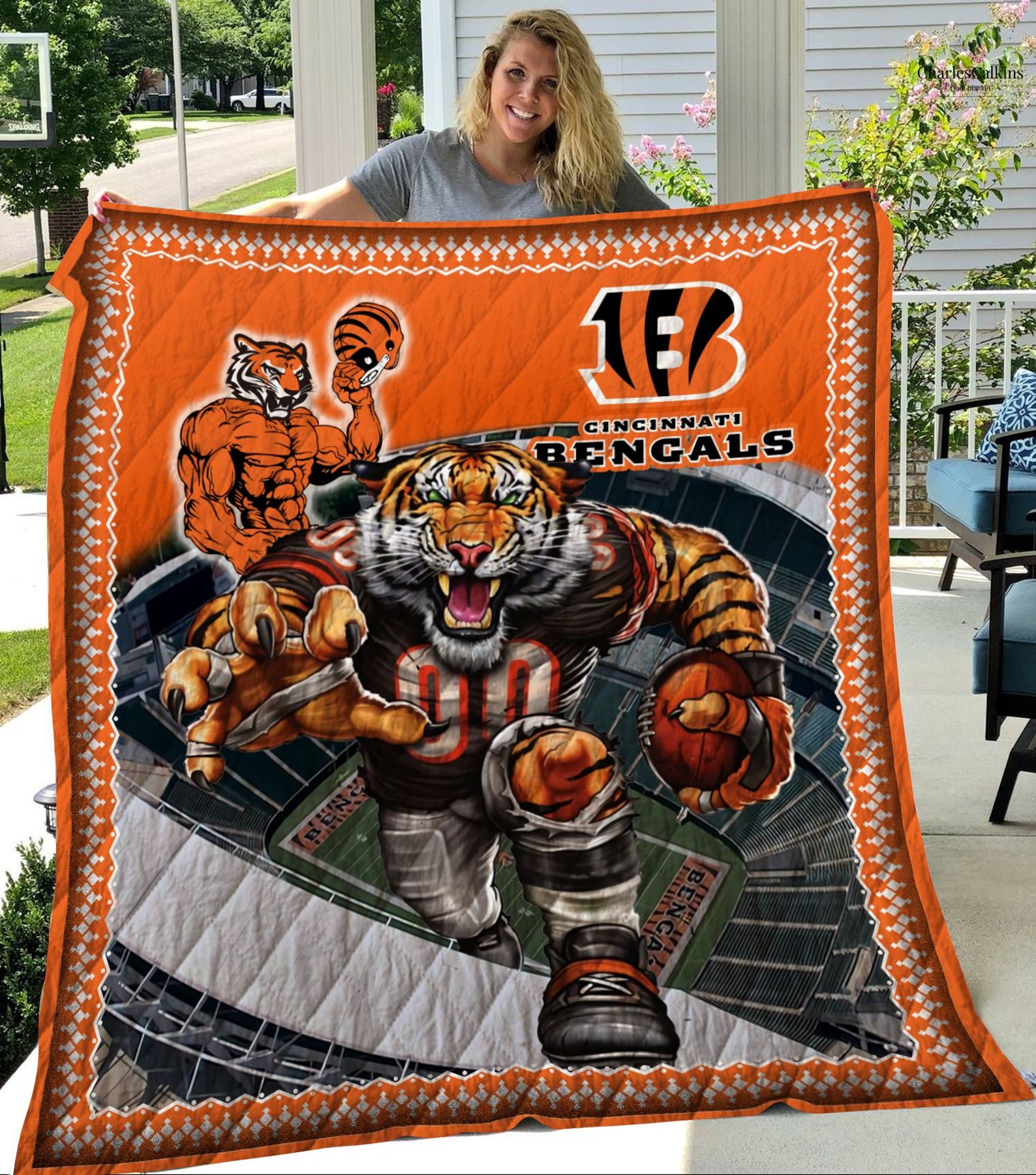 Cincinnati Bengals V4 Quilt Blanket Nfl Football Bedding Etsy