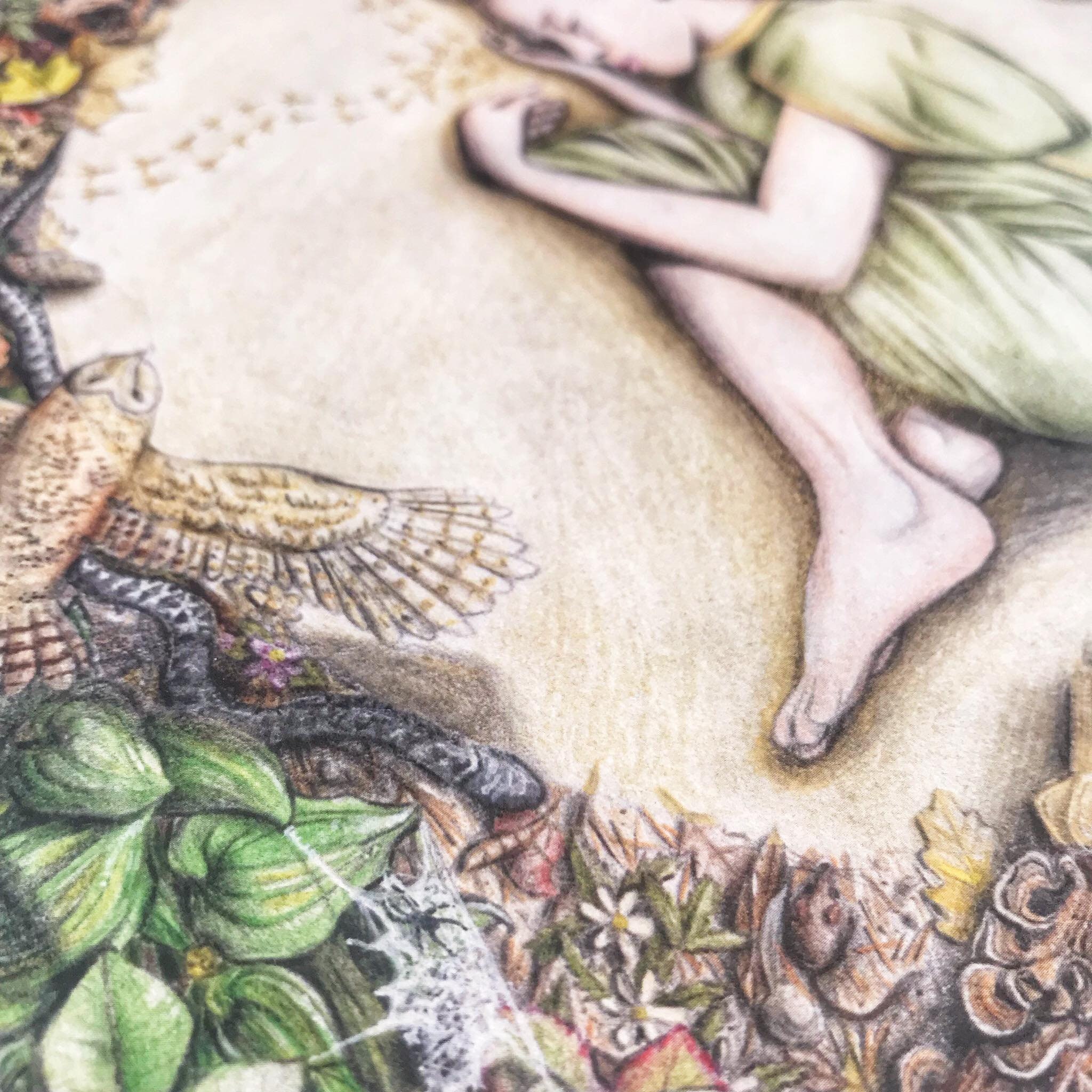 Original Herbst Wald Illustration, Detailliertes Mädchen Porträt,  Dornröschen, Tierreich, Pflanzen, Pilze, Igel, Eule, Eichhörnchen, Fuchs -  Etsy
