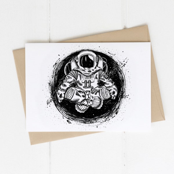 Postkarte  Schwarz Weiß -  Ein außergewöhnliches Geschenk mit einem faszinierenden Astronautenbild.
