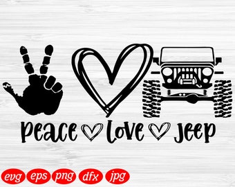 Free Free Peace Love Jeep Svg
