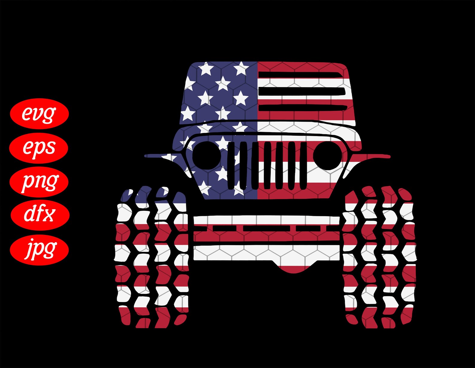 Jeep SVG Jeep Silhouette Amarican Flag Jeep 4th Of July | Etsy