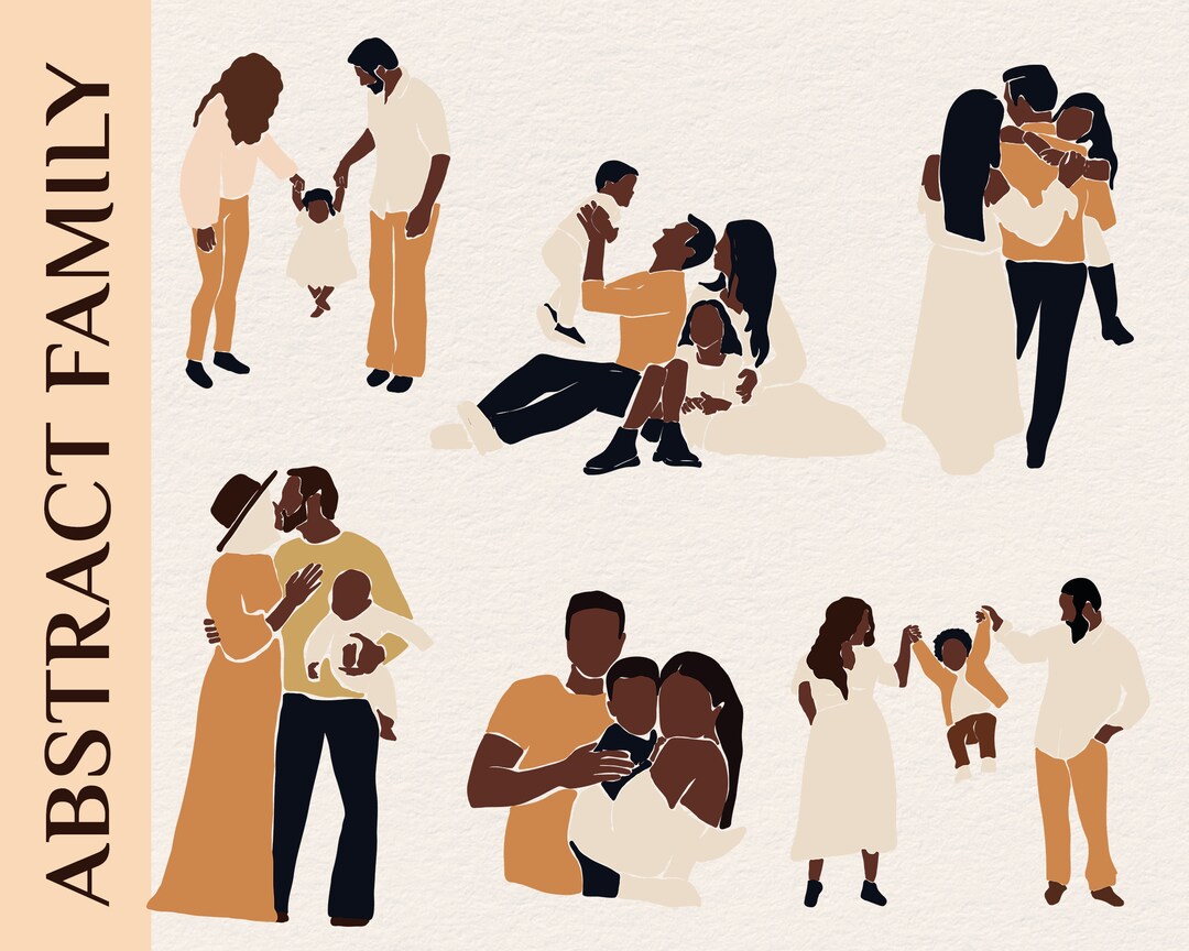 Abstract Family Clipart, Abstract Black Family, Svg Family Clipart