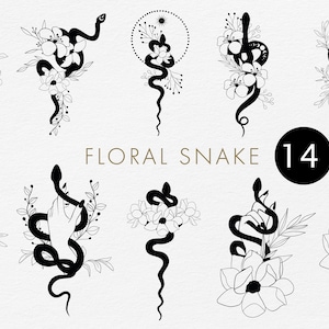 Cobra floral svg, cobra svg, cobra floral, cobra floral celestial, clipart de cobra, cobra vetorial mística, mãos de bruxa, clipart de cobra Boho