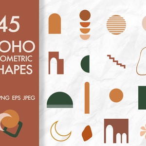 Boho Clipart Formas geométricas Svg Bundle Abstracto Geométrico Clipart Moderno Minimalista Geométrico Clipart Formas abstractas Svg Resumen Png