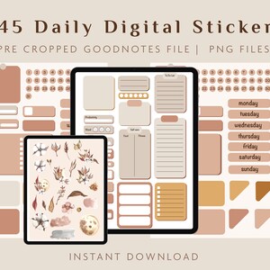 Pegatinas diarias, Pegatinas diarias para Goodnotes, Pegatinas de planificador digital, GoodNotes recortadas previamente, Planificador de imágenes PNG individuales
