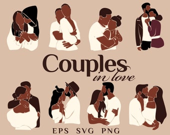 Couple Clipart, Black Couple SVG, Girl with boyfriend clipart, Girl Clipart, Boyfriend Clipart, Couple svg, Black Couple clipart, Couple SVG