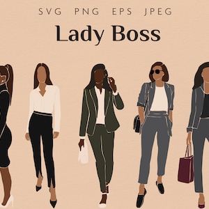 Lady Boss Digital Clipart, Abstract Woman Clipart, Afro Girl Clipart, Black Woman Clipar, Abstract Female Png Africam American Woman SVG