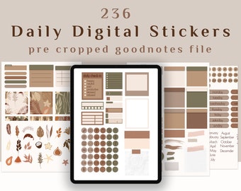Everyday Stickers, Everyday Stickers for Goodnotes, Pre-cropped GoodNotes, Neutral Daily Digital Stickers Set, Planner Stickers